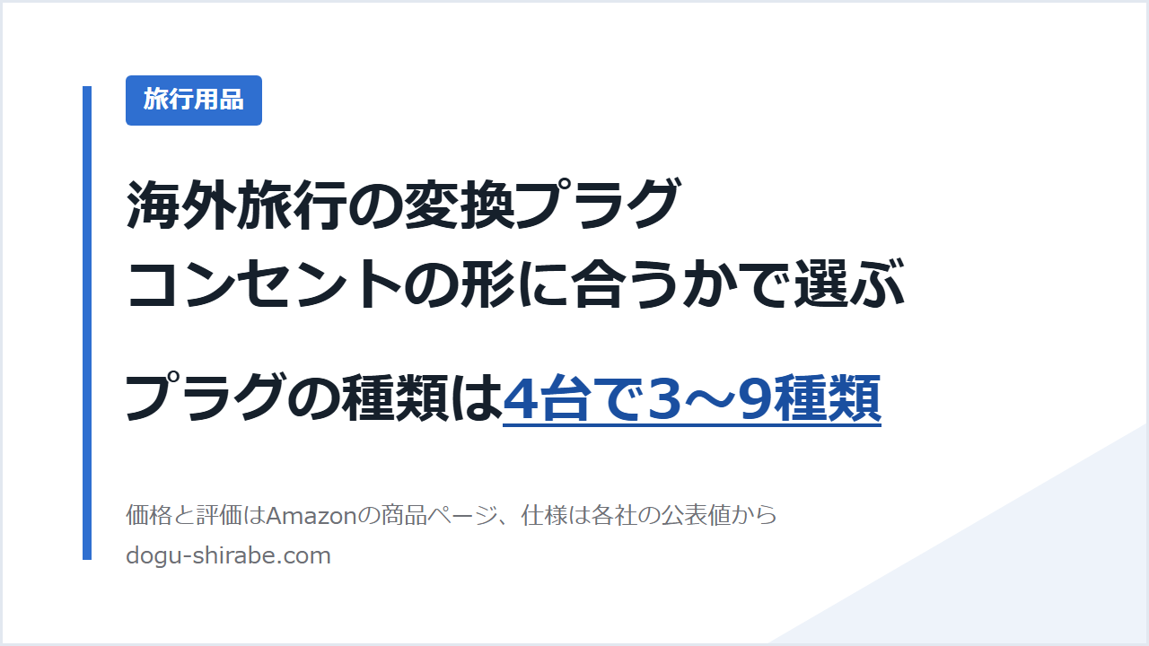 海外旅行の変換プラグ。コンセントの形に合うかで選ぶ